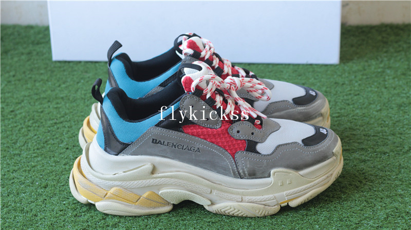 Balenciaga 2017 Fall Winter Washed Old Show Triple-S Grey Red Blue